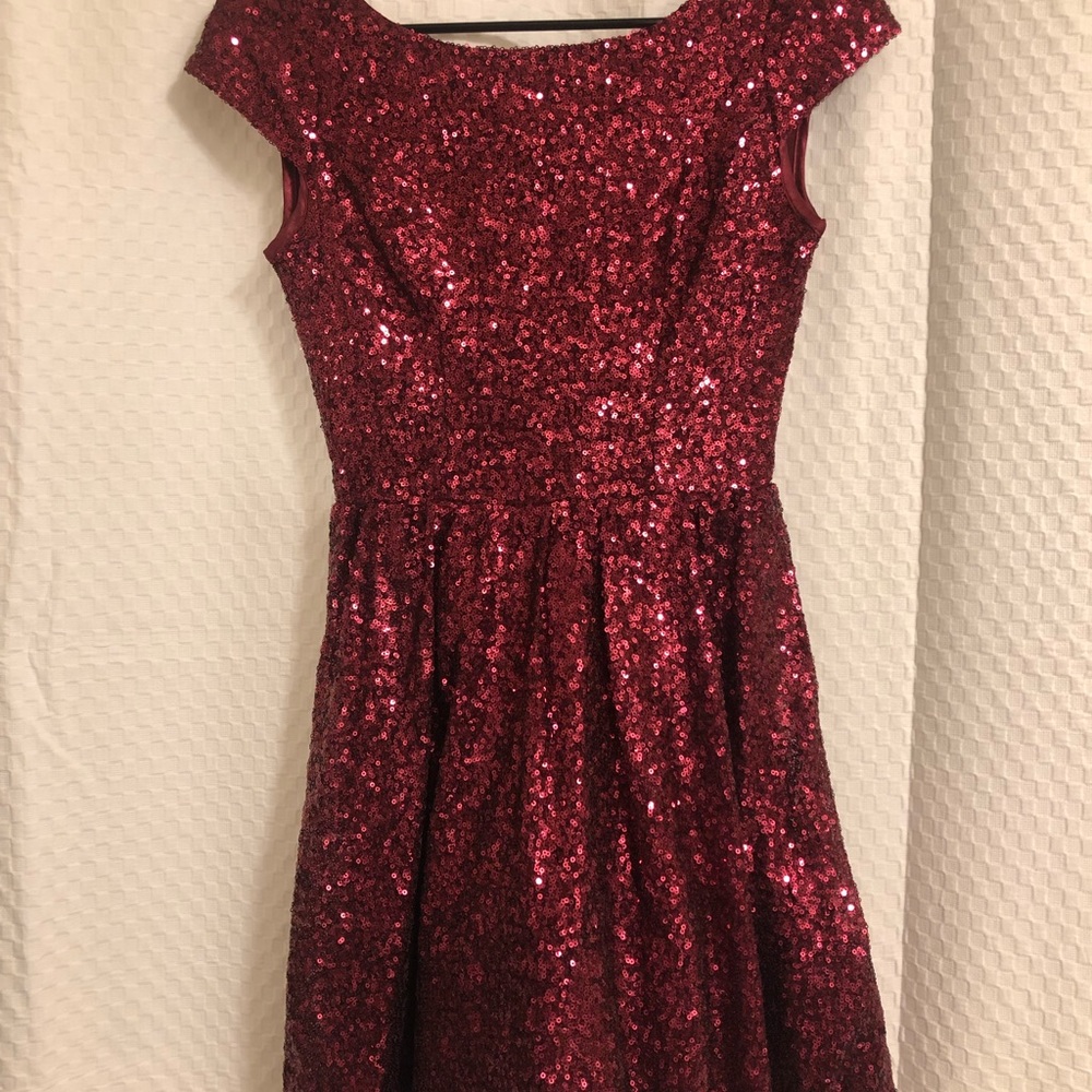 Red sequin party dress